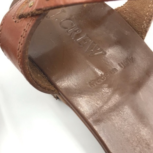 J. CREW Cognac Double Ankle Buckle Strappy Gladiator Sandals Size 9 - Picture 7 of 9